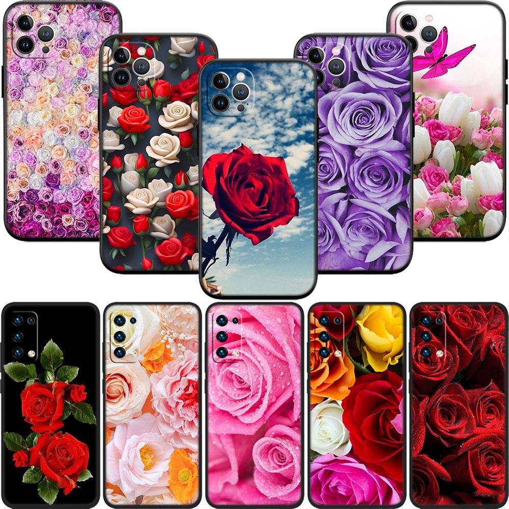 CJ17 Beautiful Roses Flower Soft Shell Phone Case for Redmi Note 13 14 Pro+ Plus A3 A3X 13X 13C 13R 14S 14C 14R