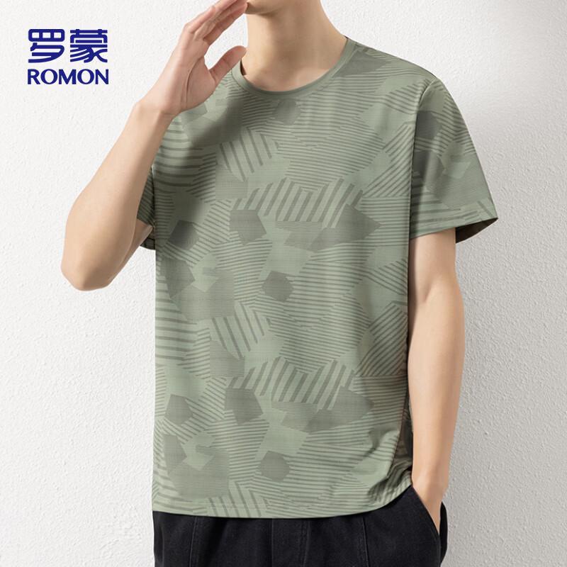 Romon Men s Ice Silk Breathable Round Neck T-Shirt XL