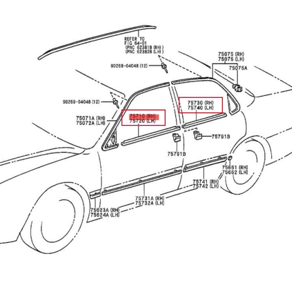 Toyota Camry SXV20 1996-2000 Exterior Window Trim Weatherstrip