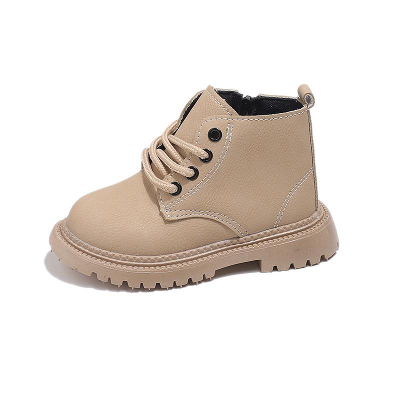 Autumn Children's Leather Boots, Simple and Versatile Single Boots, Boys' Leather Short Boots, Soft-soled Baby Yellow Boots, Boys' and Girls' Shoes