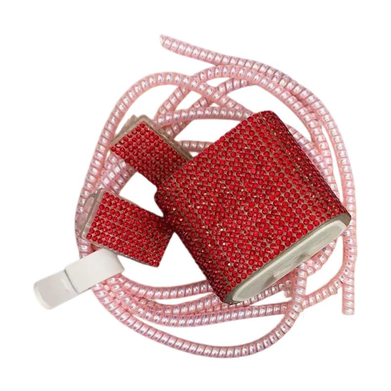 Sparkling Rhinestones Charging Protectors Set With TPU Cover And Cable Clip For 20W 18W Fast Charging Accessories