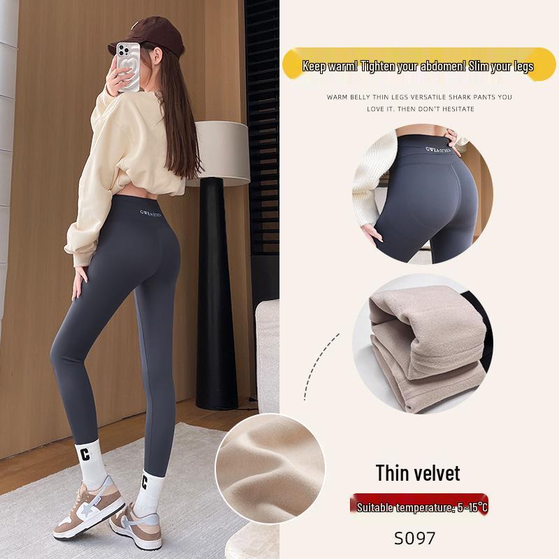 2025 Women's High Waist Black Shark Yoga Leggings - Hip Lift & Ab Control for Spring/Autumn