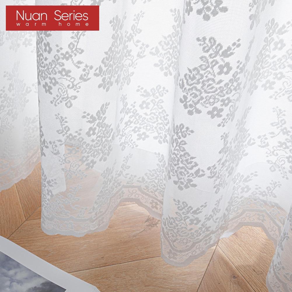 1 Pezzo Serie Nuan Pizzo Bianco Lavorato a Maglia Piccolo Floreale Chiffon Tenda per Soggiorno Camera da Letto Balcone Decorazione Casa