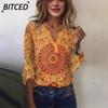 Damenmode Lässig Langarm V-Ausschnitt Blusen & Hemden