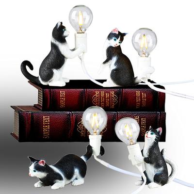 Czarna lampa kot nordycka kreatywna salon sypialnia sklep odzieżowy dekoracyjna lampa zwierzęca mini lampka kot mała lampka nocna