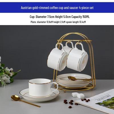 HANDUNYOU Gold Rim Coffee Cup & Saucer Set
