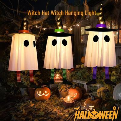 Cappello da Mago LED di Halloween Luminoso e Luci a Stringa di Fantasmi per Decorazioni Spettrali