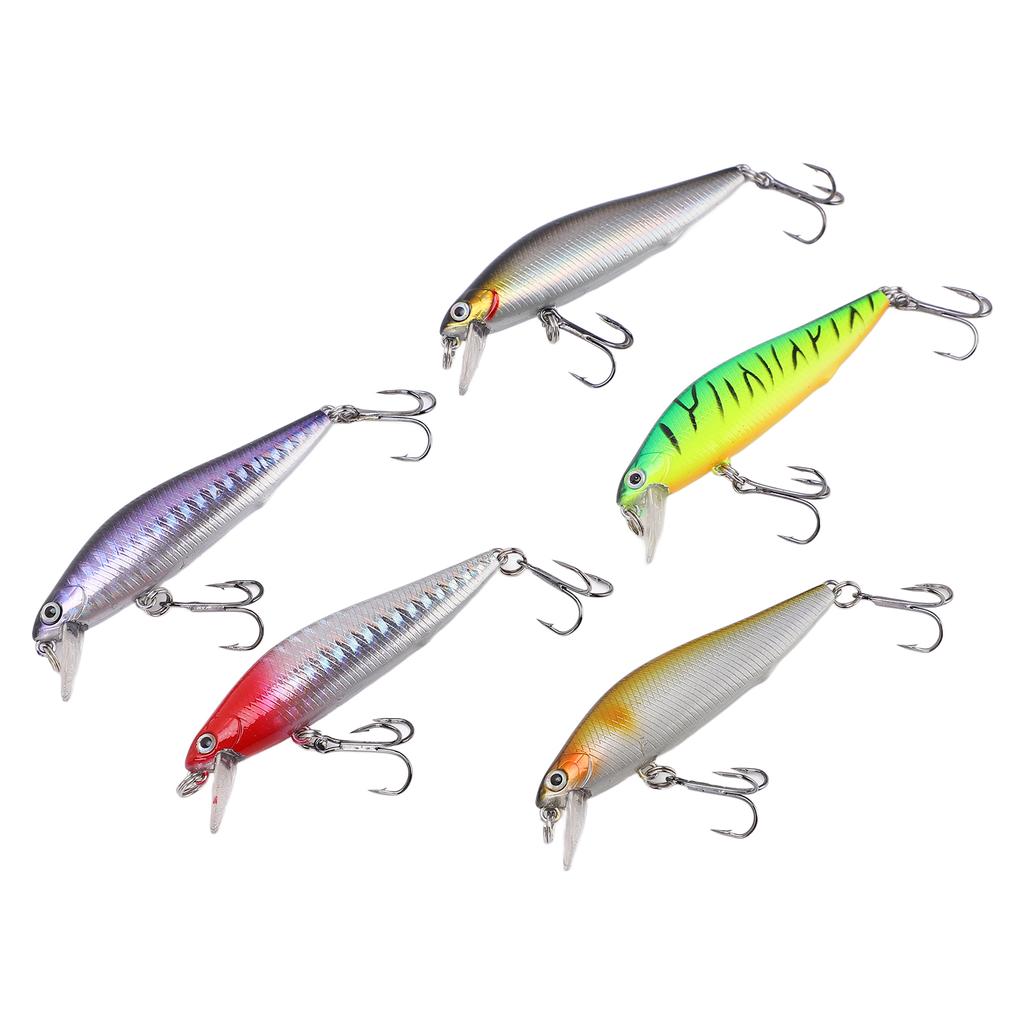 5Pcs Fishing Bait Kit Minnow Floating Swim Lure with Build In Steel Beads for Freshwater Saltwater