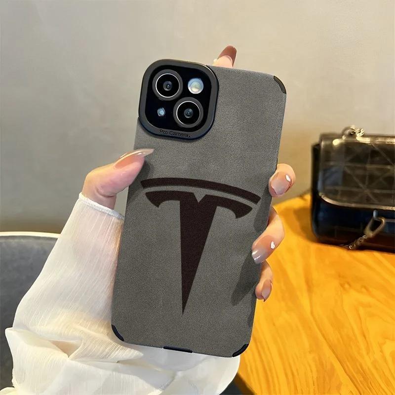

Автомобільна наклейка Tesla Для логотипу автомобіля Tesla Чохол для телефону Обкладинка Для 15 Pro Max Для IPhone 14 16 Pro Max 12 Mini 11 13 Pro Xr X Xs 8 7 Plus for iPhone 15 Plus темно-сірий