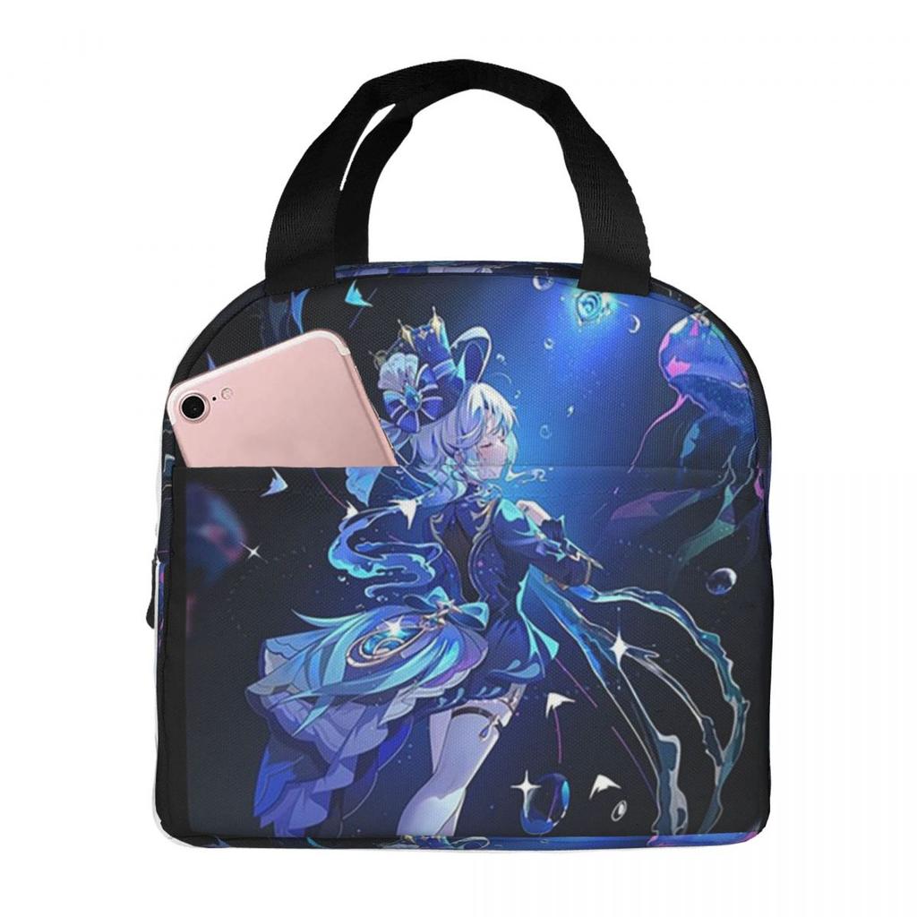 Furina Genshin Impact Insulated Lunch Bag for Women Kids Portable Food Boxes Thermal Lunch Box Tote