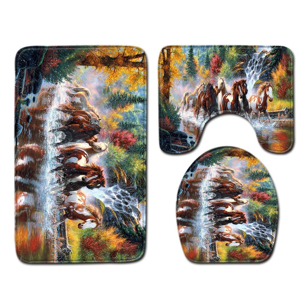 Animal Tree Print Bathroom Decorative Carpet Non-Slip Floor Mat Door Mat