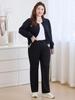 Plus Size Women's Casual Wide-Leg Pants for Pear-Shaped Body - Elastic Waist, Slimming, Autumn/Winter Versatile Trousers
