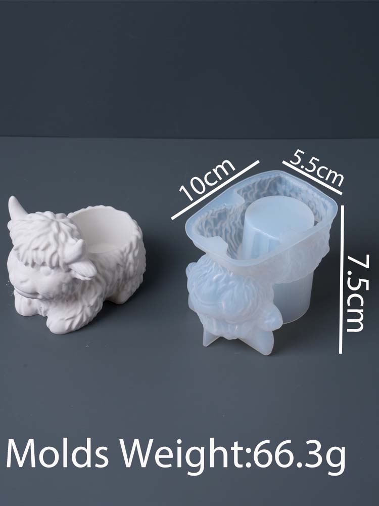 

3D Банка для свечей с изображением яка Силиконовая форма DIY Животное Подсвечник Изготовление поделок Гипсовая Смола Цветочный горшок Коробка для хранения Формы для литья Домашний декор
