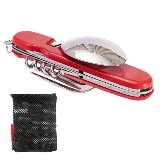 1Pc/ 1 Set Folding Spork Heat-resistant Detachable Anti-scalding Stainless Steel Multi-Functional Folding Fork