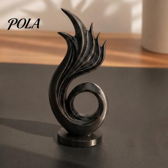 High-end Interior Decor 3D Printed Abstract Flame Swirl Sculpture, Modern Flowing Curve Art Statue, Matte Streamlined Desk Ornament Anti-Dust Desktop
