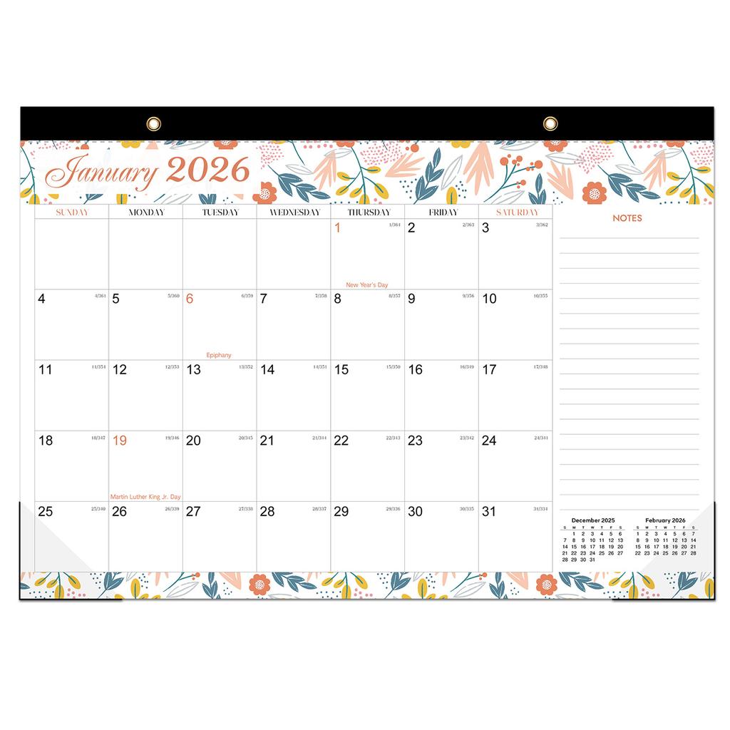 1 Set Desk Calendar 2026-2027: 18-Month Calendar from January 2026 To June 2027 with Schedule & Holidays, 43.18cm X 30.48cm