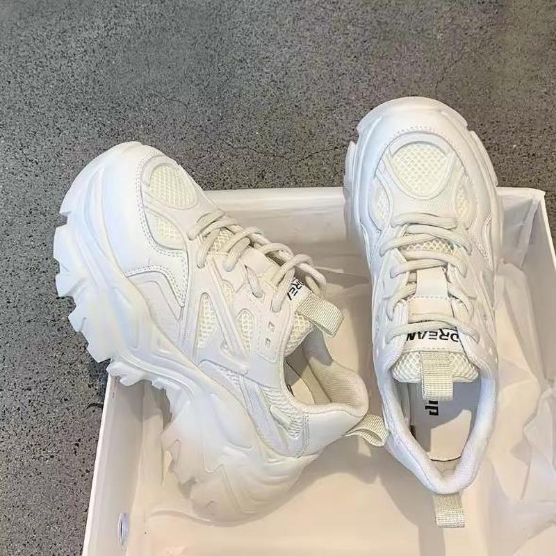 

Женская модная платформа спортивная обувь женская летняя черная повседневная массивная обувь женская сетчатая кожаная платформа 37EU/CN38 белый