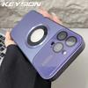 KEYSION Luxury Glass Camera Lens for MagSafe Magnetic Wireless Charging Case for iPhone 12 11 Pro Max Shockproof Phone Cover