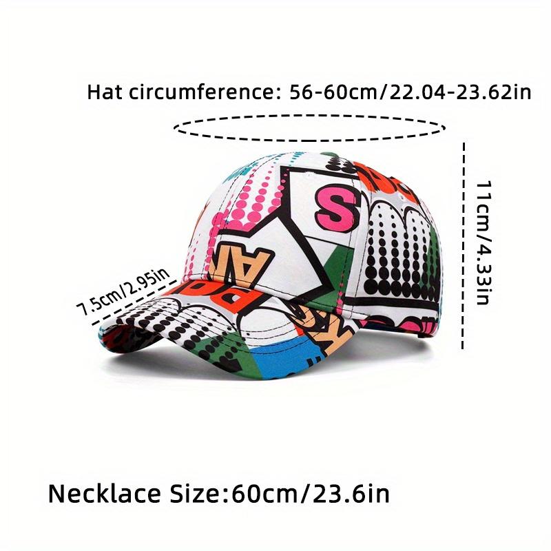 2 Graffiti Hip Hop Street Fashion Hats Men's and Women's Sports Duck Tongue Hats and Simple Poker Pendant Necklace Men's and Women's Set