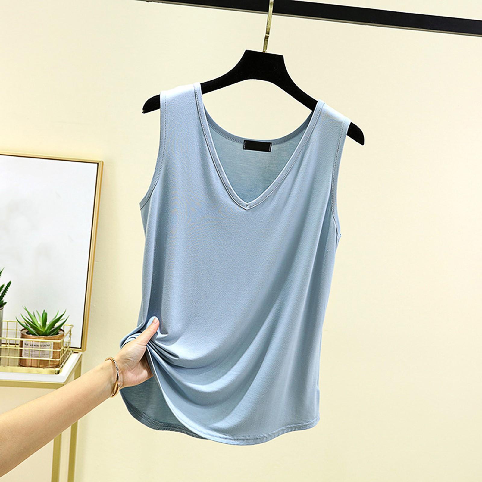 

Літня камзолька з V-подібним вирізом, жіноча, облягаючого крою, з безрукавною майкою, однотонний топ L