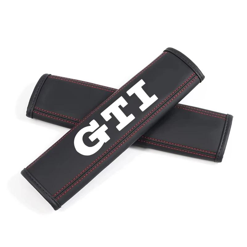 

2026 Hot Sticker 2Pcs Leather Seat Belt Shoulder Cover Protection Pads for VW Volkswagen GTI R Rline Polo Golf Passat Tiguan Tou білий