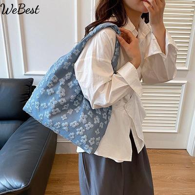 Canvas Bags Design Sense Summer New Bags Simple Flower Shoulder Bags Tote Handbag Bags