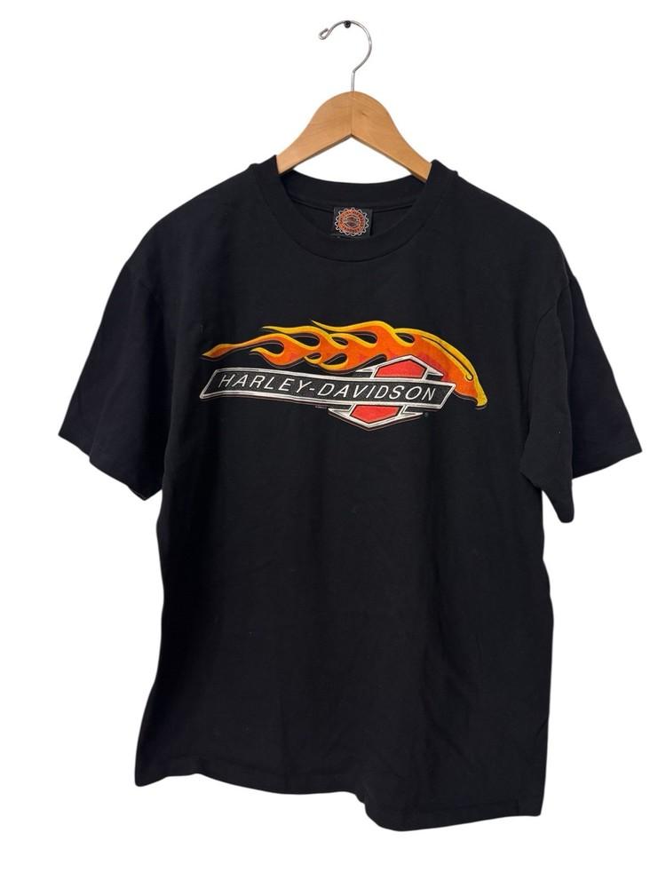 Vintage Harley Davidson Single Stitch Red Flames Australia Shirt Size XL Unisex T-Shirt S