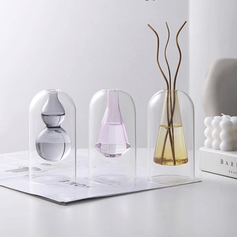 Double Layer Glass Aromatherapy Bottle Essential Oil Volatilization Bottle Ornament Home Decoration Hydroponic Vase