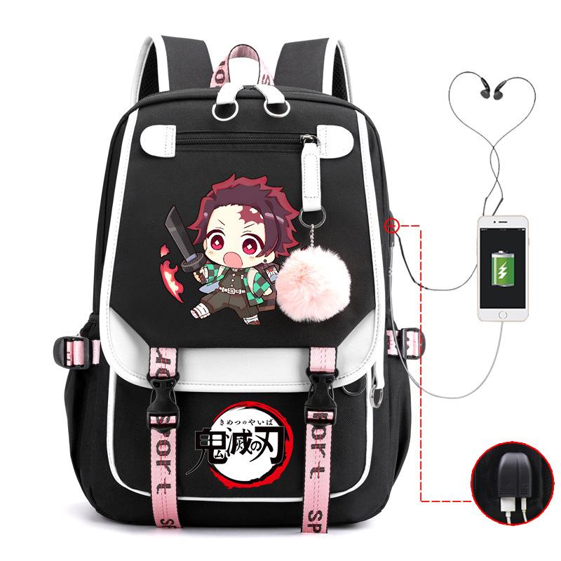 Ghost Annihilation Blade Grade 3-6 Junior High School Student High School Student School Bag Strap USB Multifunctional Backpack
