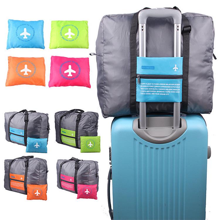 Foldable Waterproof Nylon Travel Bag - Large Capacity Portable Organizer синий