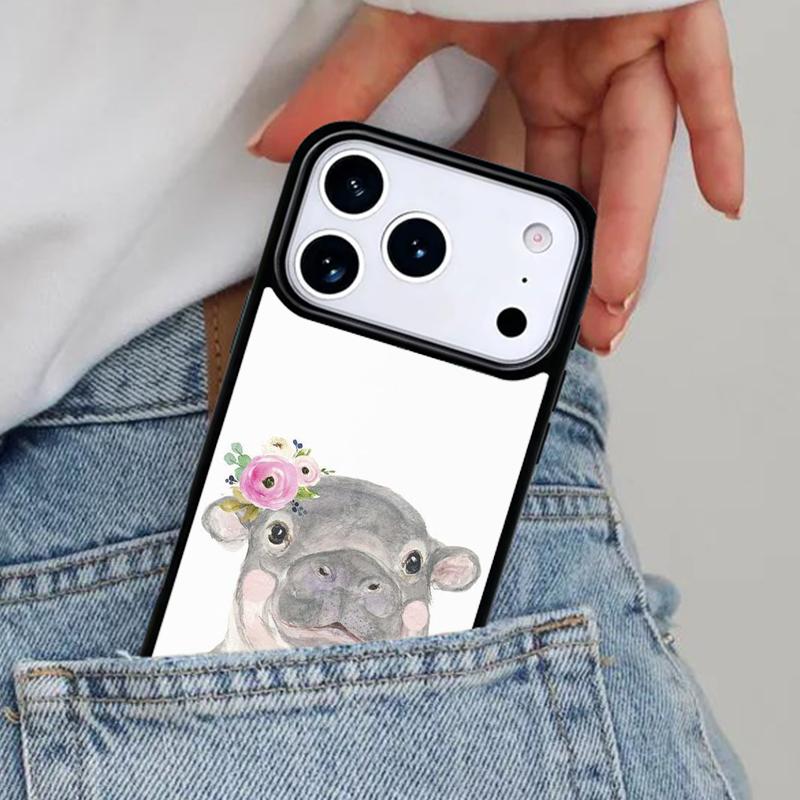 

Cartoon Hippos Pattern Phone Case for iPhone 16e 15 14 13 12 17 Pro Max Plus Air 17pro Cover Coque iPhone 13