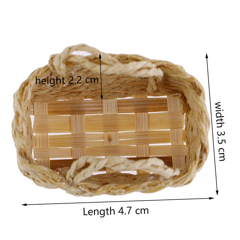 Accesorii miniaturale pentru casă de păpuși, cadru din ratan, coș de legume țesut manual, 1/12
