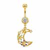 Golden Zircon Belly Button Rings Stainless Steel Long Pendant Women Charming Navel Jewelry Daily Wear Belly Button Rings