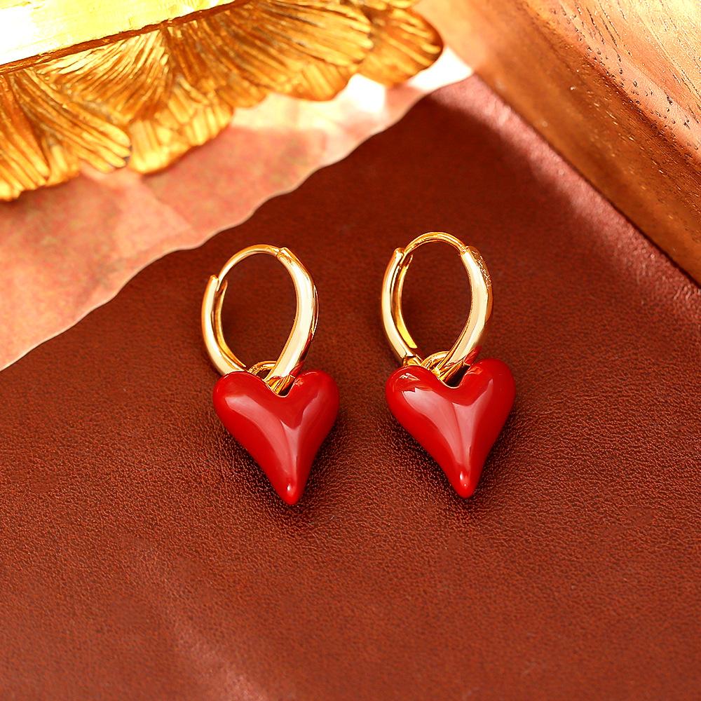 Romantic Heart Dangle Drop Earrings Vintage Aesthetic Detachable Earrings Luxury Chic Autumn Winter Jewelry Gift for Women