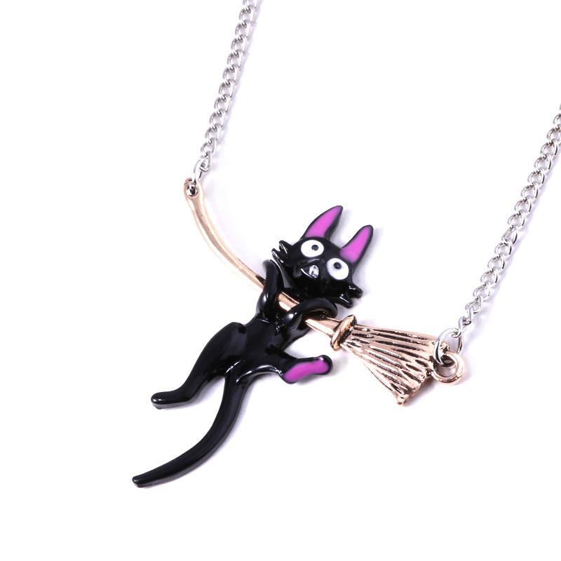 Delivery Kikis Service Naughty Black Cat Broom Necklace For Anime Gift Fans