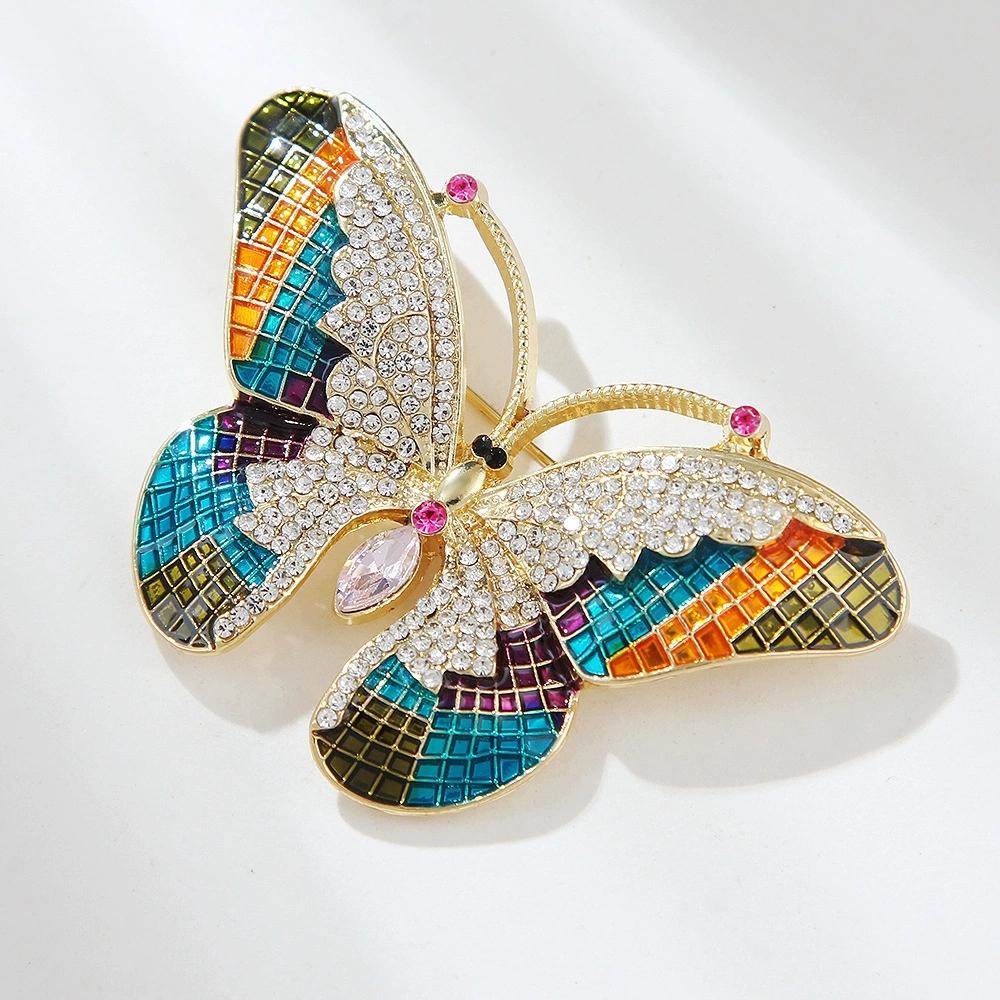 Colorful Rhinestone Butterfly Brooches for Women Insect Brooch Metal Pins Casual Party Office Suit Coat Jewelry