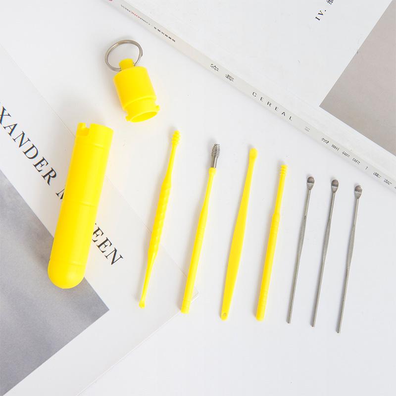 6-Piece Portable Ear Pick Tool Set with Keychain for Adults
