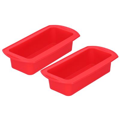 2 Stück Rechteck Silikon Kuchenform Brotform Backwerkzeug 2lb Kuchenformen Zubehör Rot