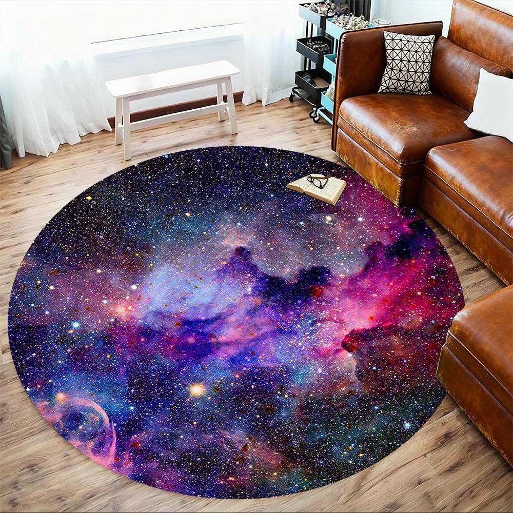 1pc space nebula Round Chair mat Area Rug - Non-Slip, Floor Mat for Office, Bedroom, and Indoor Decor c1118243