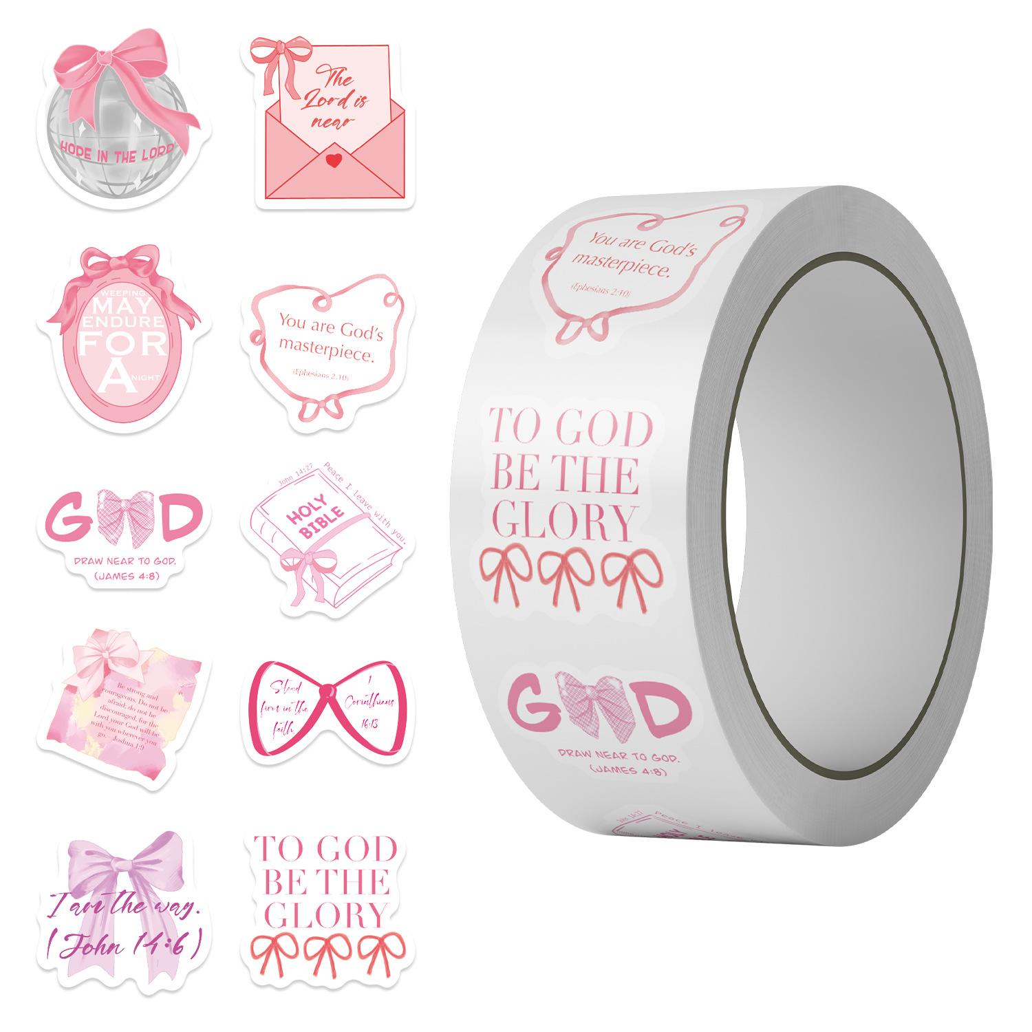 

500 штук/рулон Рулонная лента-наклейка Горячий розовый бант Материал для скрапбукинга Декоративная для горловины конверта