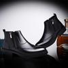 Genuine Leather Chelsea Boots Male Winter Shoes Plush Warm Shoes Fashion Zipper Men's Ankle Boots New British Style Brogue Shoes