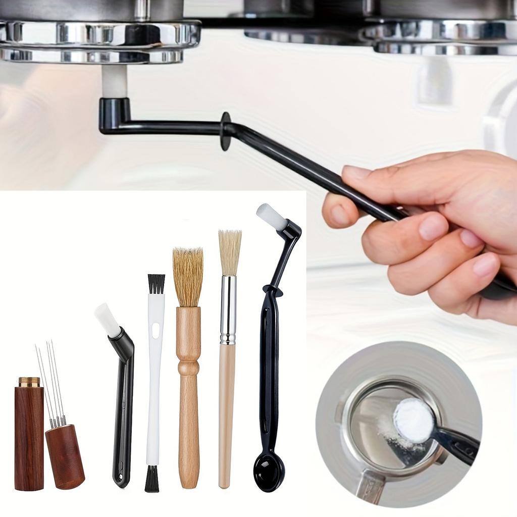 6 Piece Coffee Machine Cleaning Brush Set Espresso Grinder Cleaning Tools with Multiple Brush Heads for Cups and Machines Maintenance