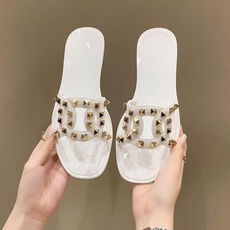 Fairy style fashion cool slippers female outer wear 2025 summer new outer wear versatile willow nails flat bottom Internet celebrity slippers female
