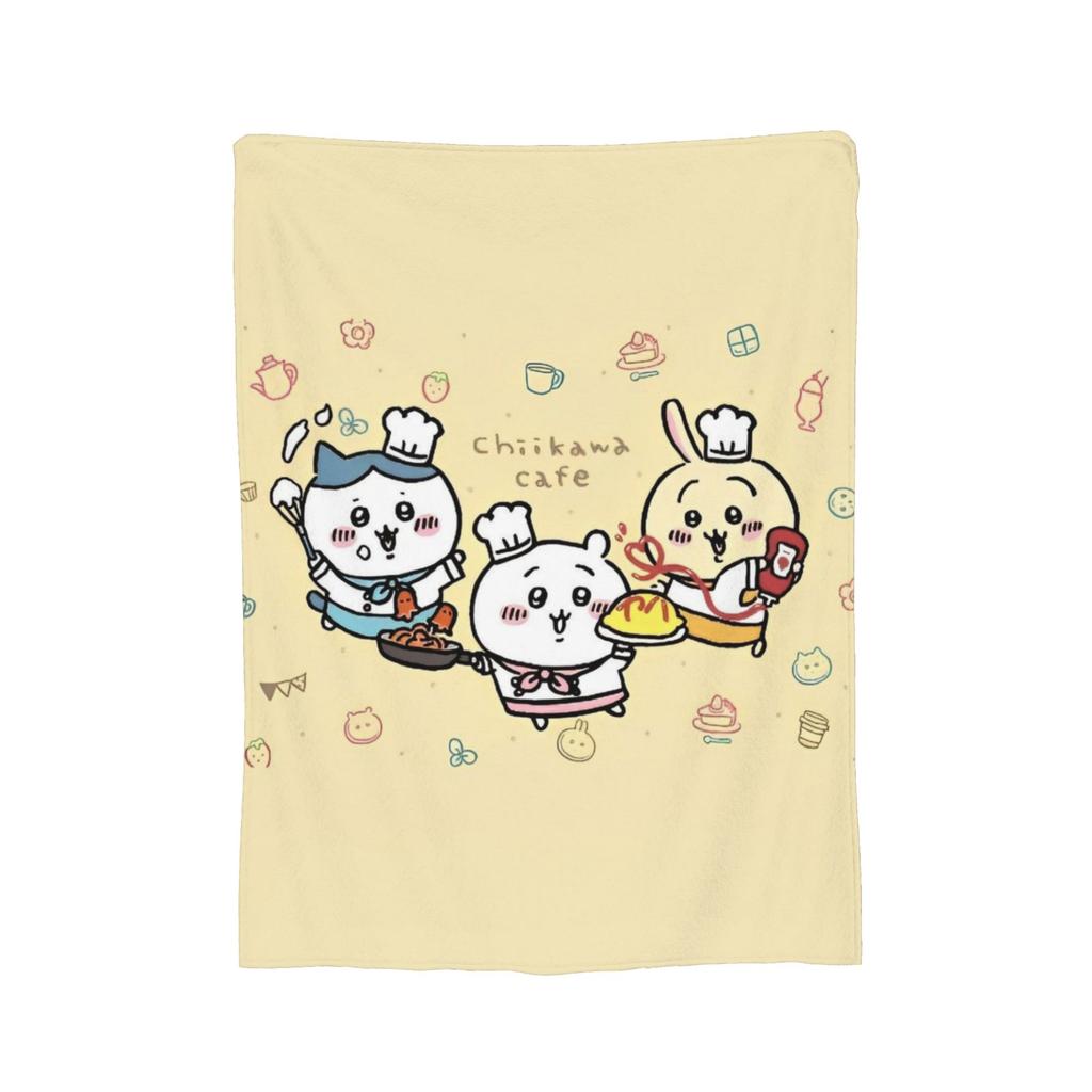 C-Chiikawaa White Momonga Blankets Fleece Spring/Autumn  Multi-function Super Warm Throw Blankets for Bedding Couch Rug Piece