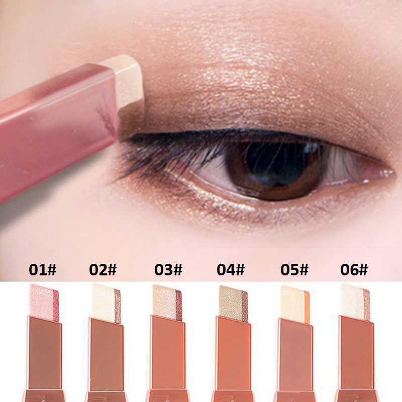 Double Color Glitter Eye Shadow Stick Matte Eyeshadow Makeup Waterproof Bicolor Shimmer Cosmetics Beauty Makeup Tool