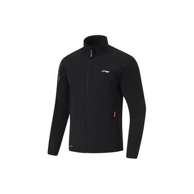 Jaqueta Esportiva Li Ning Fitness Series Cor Sólida Gola Alta Sensação de Gelo Ajuste Slim Masculina Jaqueta Preta AFDU415-5