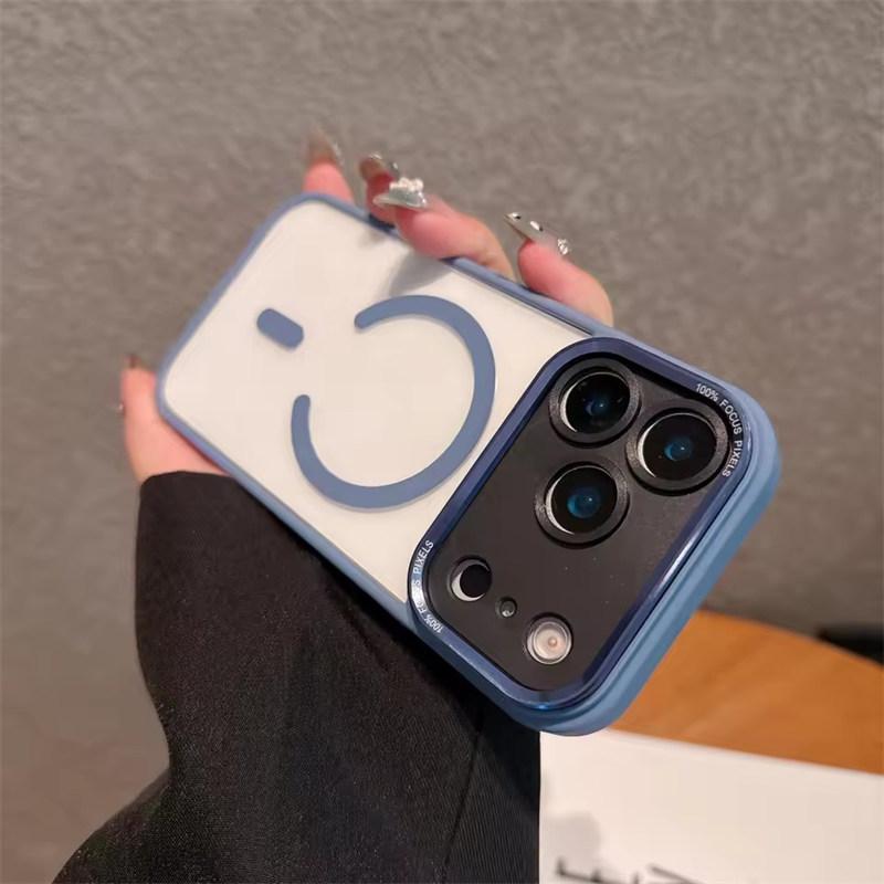 Business Transparent Magsafe Case for iPhone 17 16 15 14 13 12 11 17 Pro Max Plating Camera Protection Cover for iPhone 17 Air