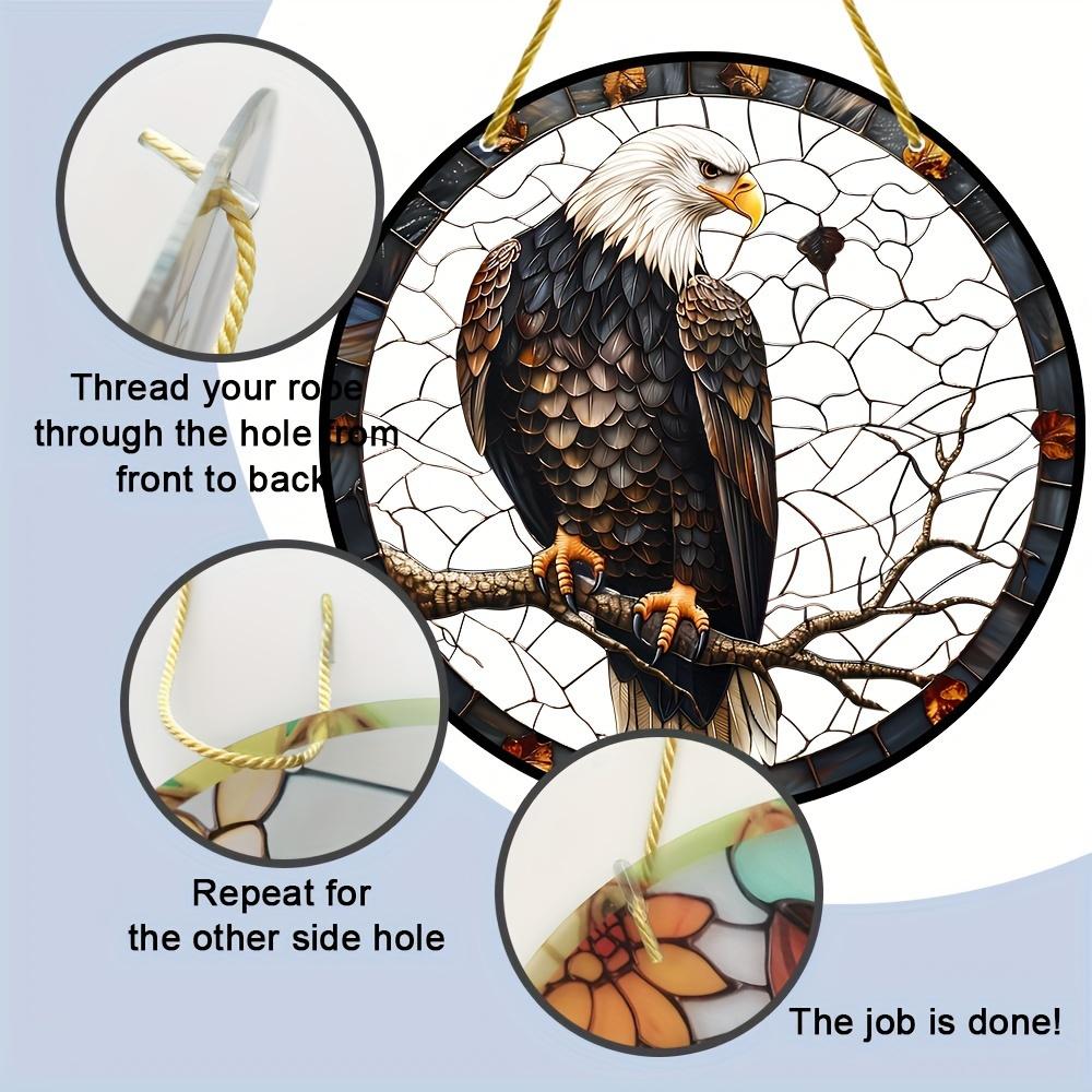 Proud Eagle Sun Catcher Acrylic Stained Glass Window Pendant, Suitable for Bedroom Porch Wall Decoration As a Housewarming Gift or Birthday Gift