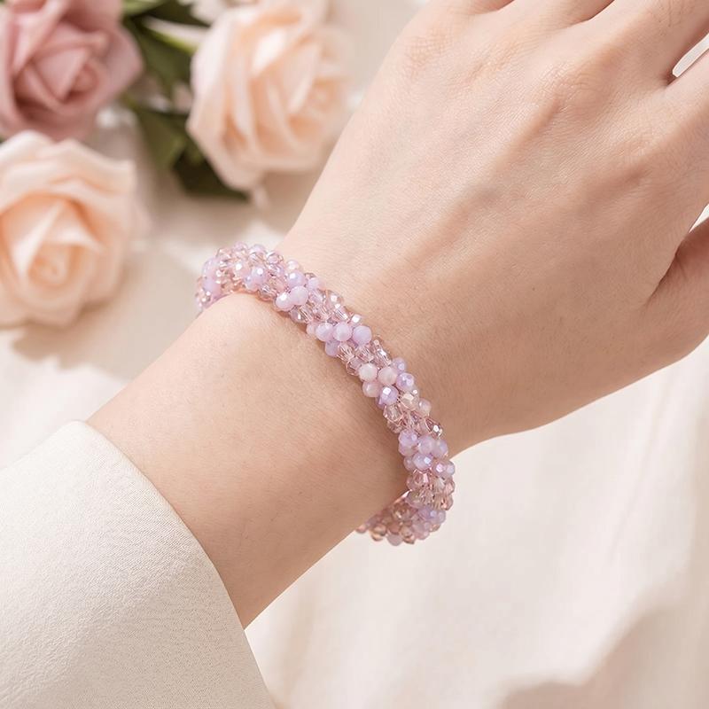 Fashion Colorful Crystal Bracelets for Women Unique Simple Elastic Rope Temperament Charm Bracelet Hairband Jewelry