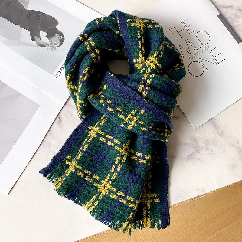 Wool plaid scarf women's autumn and winter versatile red new high-end couple Chinese red scarf